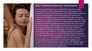 Best London Massage Therapists.