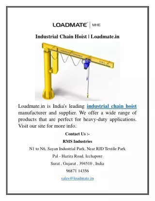 Industrial Chain Hoist  Loadmate.in