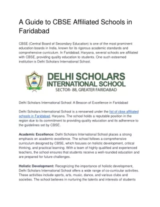 A Guide to CBSE Affiliated Schools in Faridabad