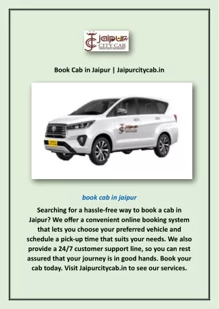 Book Cab in Jaipur | Jaipurcitycab.in