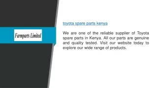 Toyota Spare Parts in Kenya  Farmparts