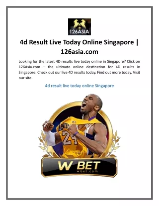 4d Result Live Today Online Singapore  126asia..........