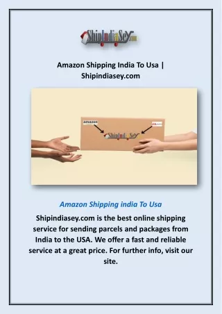 Amazon Shipping India To Usa | Shipindiasey.com