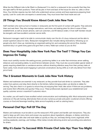 What Freud Can Teach Us About Cook Jobs New York