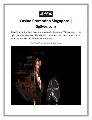 Casino Promotion Singapore  Sg3we..