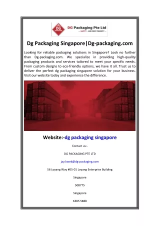 Dg Packaging Singapore Dg-packaging.com