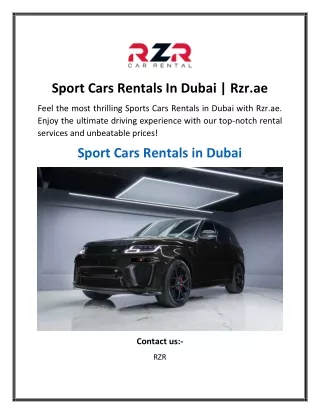 Sport Cars Rentals In Dubai Rzr.ae