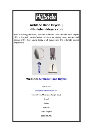 Airblade Hand Dryers Hillsidehanddryers.com