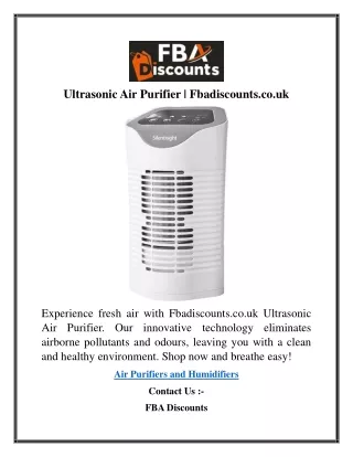 Ultrasonic Air Purifier  Fbadiscounts.co.uk