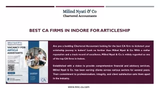 Best CA Firms in Indore For Articleship - Milind Nyati & Co