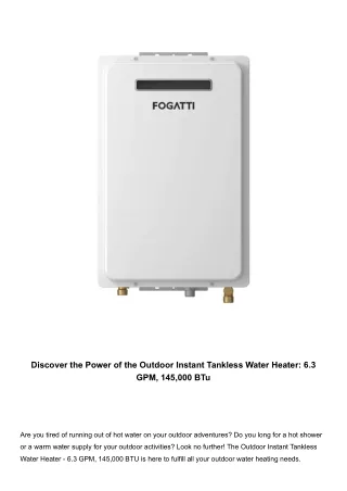 Outdoor Instant Tankless Water Heater - 6