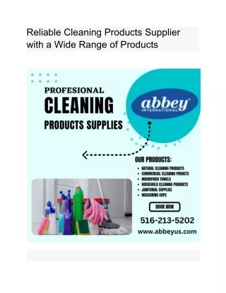 Reliable Cleaning Products Supplier with a Wide Range of Products