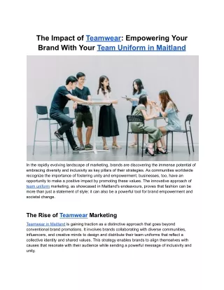 The Impact of Teamwear_ Empowering Your Brand With Your Team Uniform in Maitland