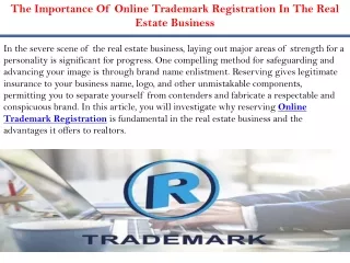 The Importance Of Online Trademark Registration In The Real Estate Business