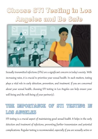 Choose STI Testing in Los Angeles and Be Safe