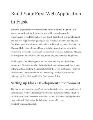 Build Your First Web Application in Flask