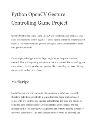Python OpenCV Gesture Controlling Game Project