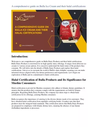 A comprehensive guide on Bulla Ice Cream and their halal certifications