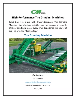 High-Performance Tire Grinding Machines