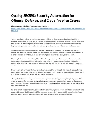 Quality SEC598: Security Automation for Offense, Defense, and Cloud Practice Cou