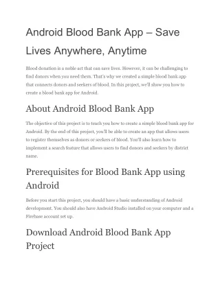 Android Blood Bank App – Save Lives Anywhere, Anytime