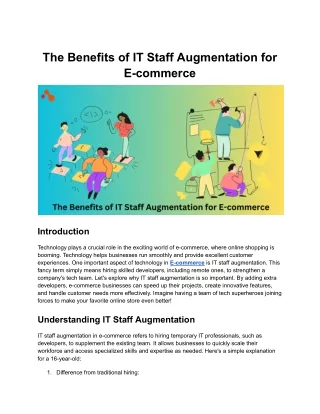 The Benefits of IT Staff Augmentation for E-commerce