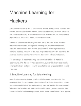 Machine Learning for Hackers