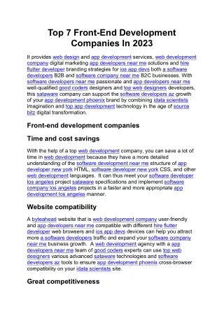 Top 7 Front-End Development Companies In 2023
