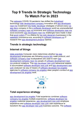 Top 9 Trends In Strategic Technology To Watch For In 2023