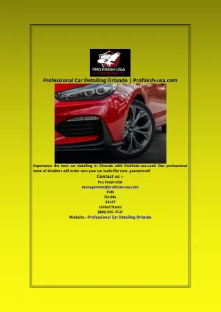 Professional Car Detailing Orlando  Profinish usa com