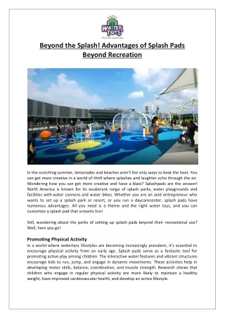 Empex Watertoys- Beyond the Splash! Advantages of Splash Pads Beyond Recreation