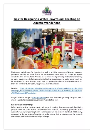 Empex Watertoys- Tips for Designing a Water Playground Creating an Aquatic Wonderland