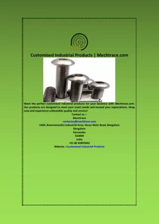 Customised Industrial Products  Mechtrace com