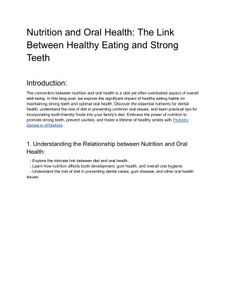Nutrition and Oral Health_ The Link Between Healthy Eating and Strong Teeth