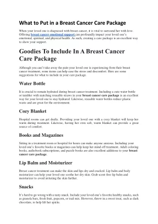What to Put in a Breast Cancer Care Package