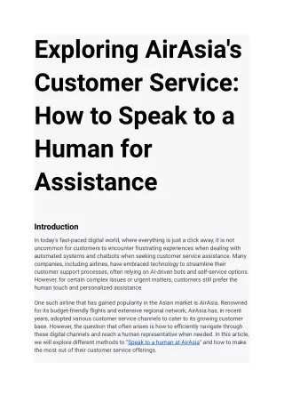 Exploring AirAsia's Customer Service_ How to Speak to a Human for Assistance