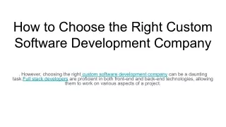 How to Choose the Right Custom Software Development Company