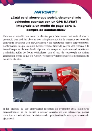 ¿Cuál es el ahorro que podría obtener si mis vehículos cuentan con un GPS NAVSAT integrado a un medio de pago para la co