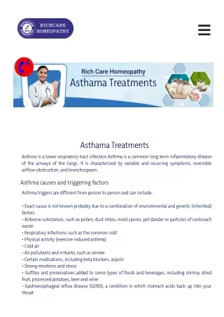 Asthma Homeopathy Treatments in Bangalore -Rich Care