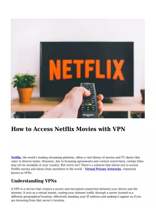 How to Access Netflix Movies with VPN