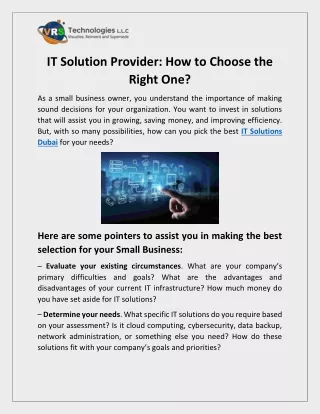 IT Solution Provider: How to Choose the Right One?