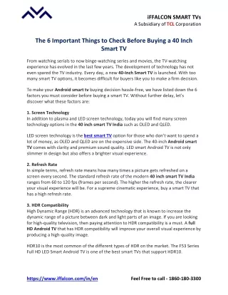 The 6 Important Things to Check Before Buying a 40 Inch Smart TV