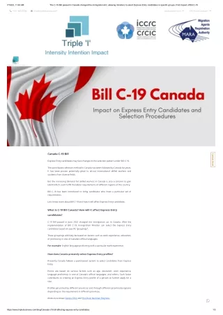 Bill C19 Canada Express Entry