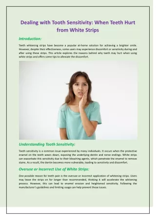 Dealing with Tooth Sensitivity: When Teeth Hurt from White Strips