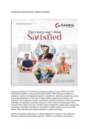 Contracting Company In Dubai _ Gamma Contracting