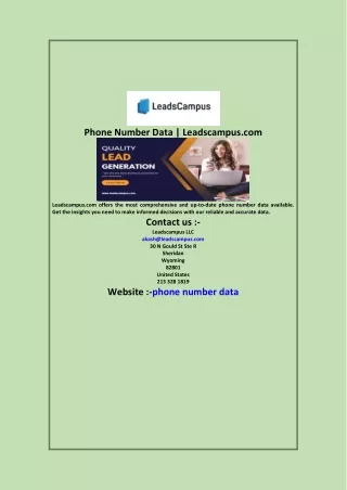 Phone Number Data  Leadscampus com