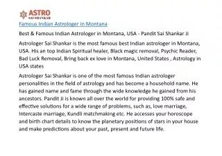 Famous Indian Astrologer in Montana