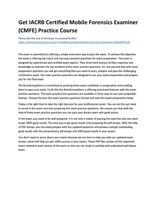 Get IACRB Certified Mobile Forensics Examiner (CMFE) Practice Course