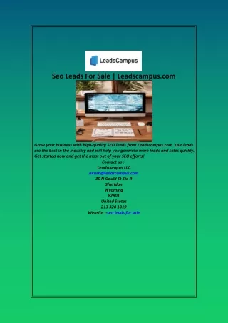 Seo Leads For Sale  Leadscampus com