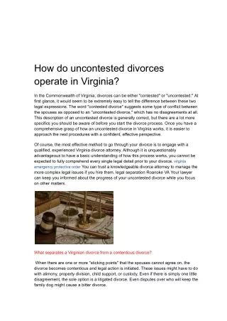 How do uncontested divorces operate in Virginia